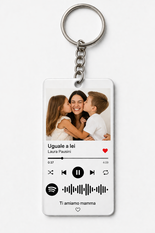 Portachiavi Personalizzato con Foto e Codice Spotify