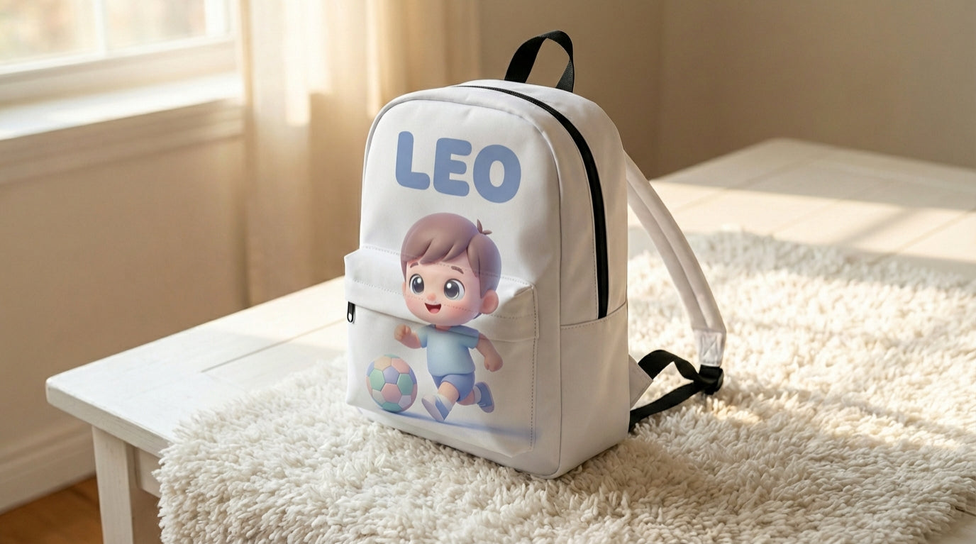🎒 Il mio primo zainetto – illustrato con il tuo personaggio + nome