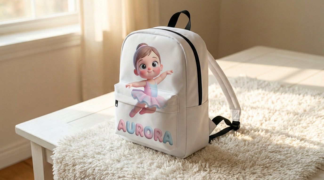 🎒 Il mio primo zainetto – illustrato con il tuo personaggio + nome