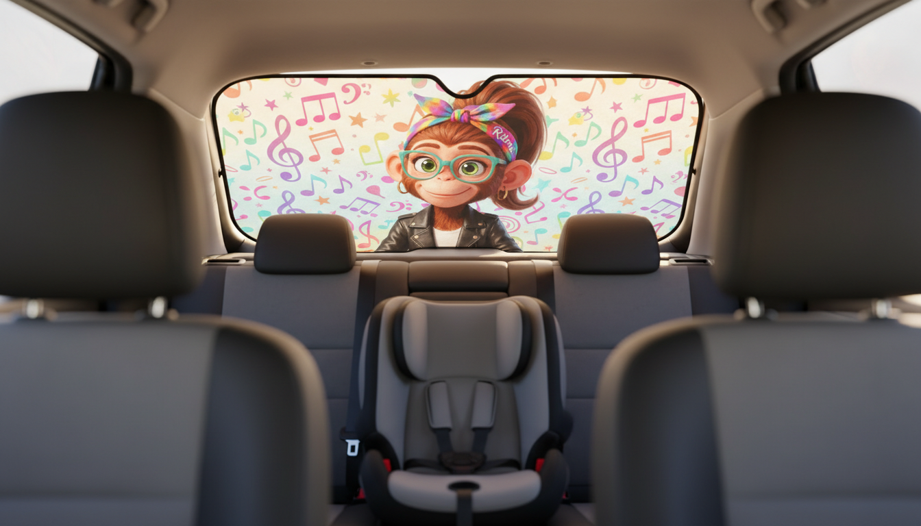 Coppia Parasole Auto Personalizzati con Ritma – Illustrazione su Foto