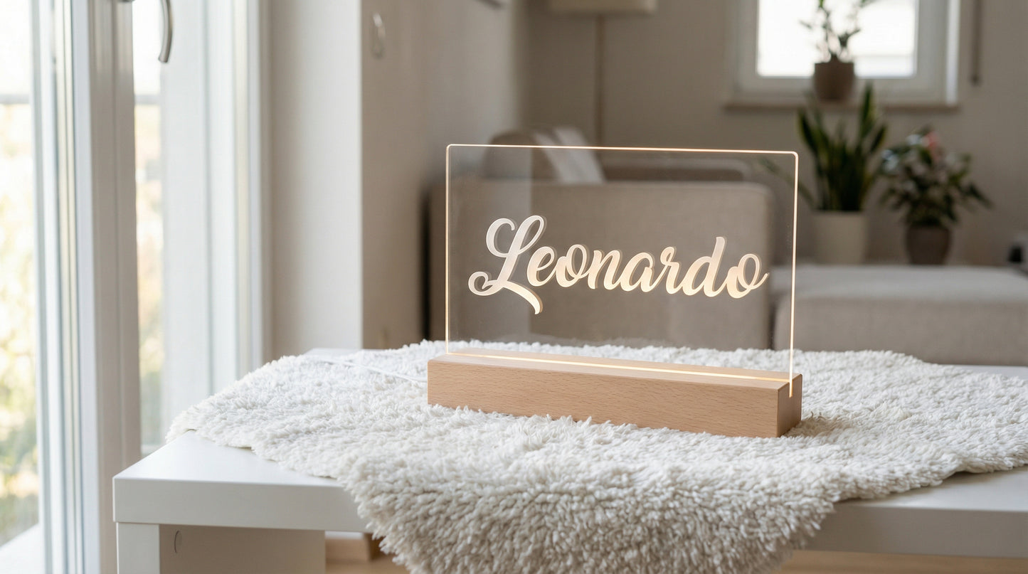 Lampada LED Plexiglass Personalizzata con Nome Inciso