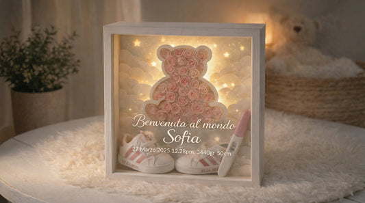 Lightbox Nascita Teca dei Ricordi 3D Artigianale