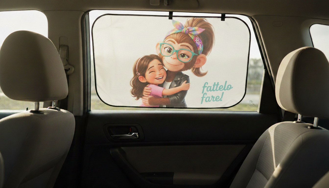 Coppia Parasole Auto Personalizzati con Ritma – Illustrazione su Foto